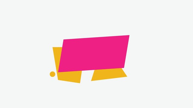 Abstract Geometric Pink and Yellow Label with Smooth Curves and Empty Central Area, Highlights and Decorative Graphic Elements on White Background
