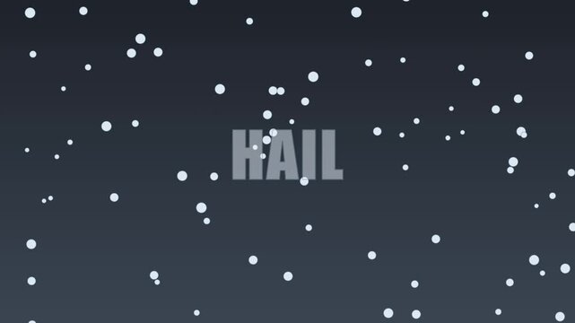 Hail weather alert motion with falling ice pellets and bold typography for meteorological news and storm warning broadcasts animation 4k