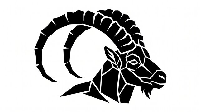Professional geometric alpine ibex head illustration high quality vector graphic design element for branding and logo identification