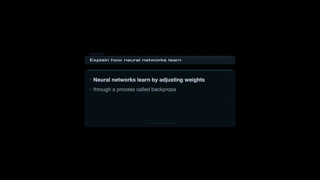 Detailed illustration of ai chat interface with neural network weight adjustment for technology, ai, programming, and data science content.