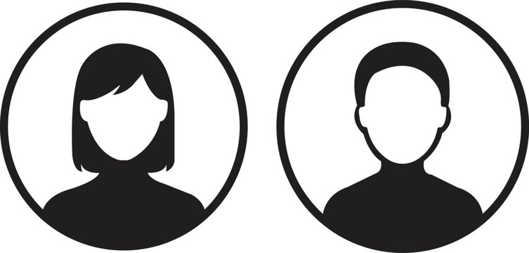 Male and female user profile avatar icons