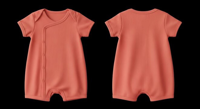 mockup of a coral color baby romper