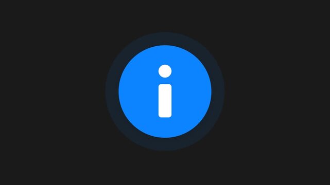 Blue Information Icon with Clear Lowercase Letter "i" inside a Circle, Simple and Recognizable Symbol for Help, Details, Instructions, Notices and Additional Content, Flat Graphic on Black Background