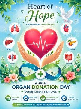 World Organ Donation Day awareness greeting illustration - ai generative