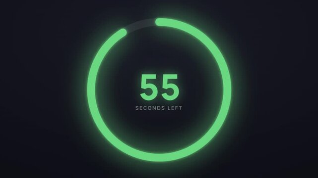 60 Second Countdown Timer with Color Changing Neon Glowing Circle for Quiz Videos, Online Gaming, Fitness Workouts, and Live Streaming