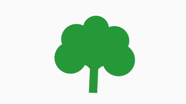 Minimalist Green Tree Icon with Simple Trunk and Rounded Canopy Shape, Symbol of Nature, Environment, Growth, Ecology, Life and Sustainability, Clean Flat Vector Illustration Isolated on White
