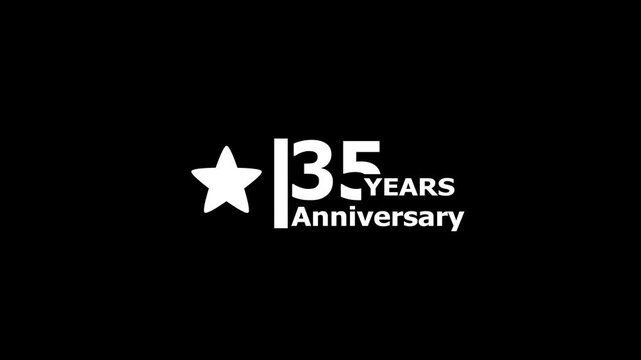 35 years anniversary motion graphic 4K footage with star. 4K motion animation. particles and number. Animated 35 years Birthday Wishes on a Transparent Background