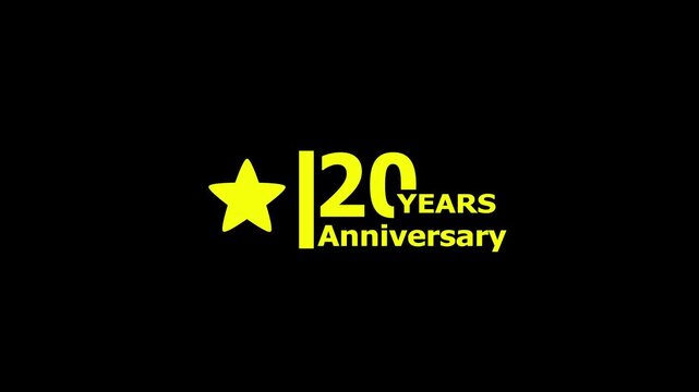 20 years anniversary motion graphic 4K footage with star. 4K motion animation. particles and number. Animated 20 years Birthday Wishes on a Transparent Background