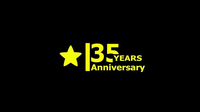 35 years anniversary motion graphic 4K footage with star. 4K motion animation. particles and number. Animated 35 years Birthday Wishes on a Transparent Background