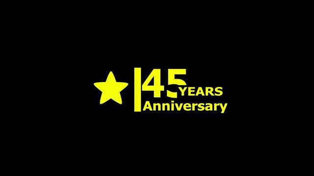 45 years anniversary motion graphic 4K footage with star. 4K motion animation. particles and number. Animated 45 years Birthday Wishes on a Transparent Background