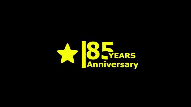 85 years anniversary motion graphic 4K footage with star. 4K motion animation. particles and number. Animated 85 years Birthday Wishes on a Transparent Background