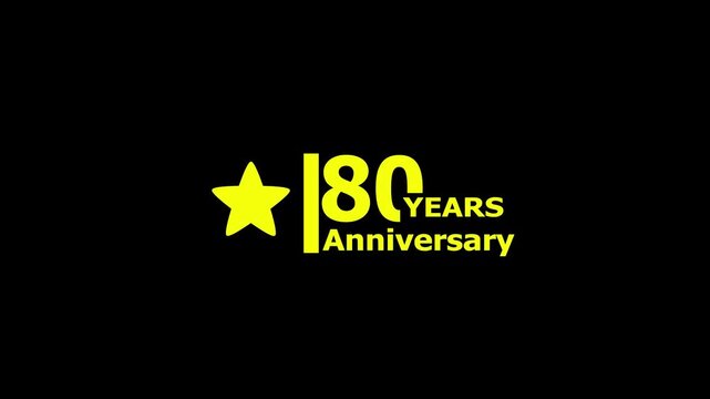 80 years anniversary motion graphic 4K footage with star. 4K motion animation. particles and number. Animated 80 years Birthday Wishes on a Transparent Background