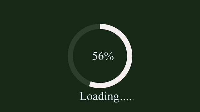 white Circle loading icon, Chart 0 to 100 Percentage Infographics Animation on green