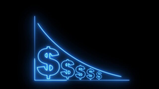 Cost reduction concept. Cost wording on decrease money with down arrow. Cost Management, Economy recession, low budget, Effective business, Expense reduce on 4K VIDEO ANIMATION