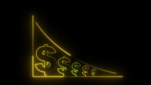 Cost reduction concept. Cost wording on decrease money with down arrow. Cost Management, Economy recession, low budget, Effective business, Expense reduce on 4K VIDEO ANIMATION