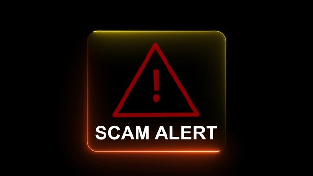 Scam alerts cybersecurity concepts on the transparent background. Fraud alerts with icons indicating online threats and cybersecurity unknown persons suspicious scammers fraud. 4k video animation