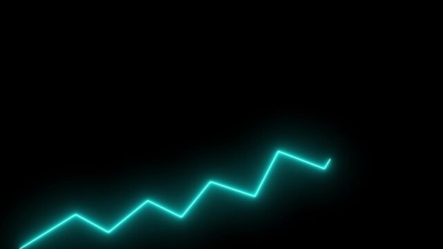 Market Recovery Concept. Successful growth trend sin line graph going Up.Abstract neon line arrow down business graph. business neon line animation 4k video