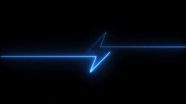 Neon Battery charging power symbol,lightning bolt sign on the black background.glowing Neon Battery charging power symbol,lightning bolt sign in the circle Neon glowing battery charging icon.4k video