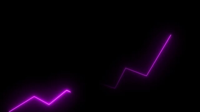 Market Recovery Concept. Successful growth trend pink line graph going Up.Abstract neon line arrow down business graph. business neon line animation 4k video