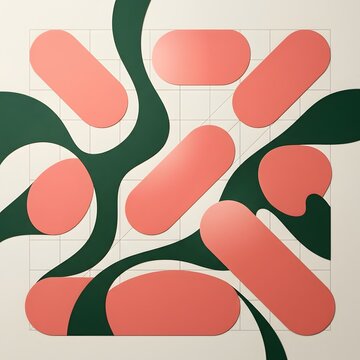 Minimalist Abstract Salmon Green Vector Geometric Organic Background