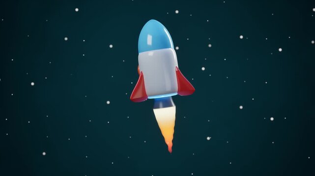 Rocket ship launching into space. 3d rendering