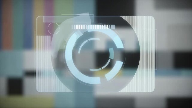 Medium shot of onscreen streaming quality diagnostics overlay highlighting buffering status with test pattern background and blurred interface for clarity.