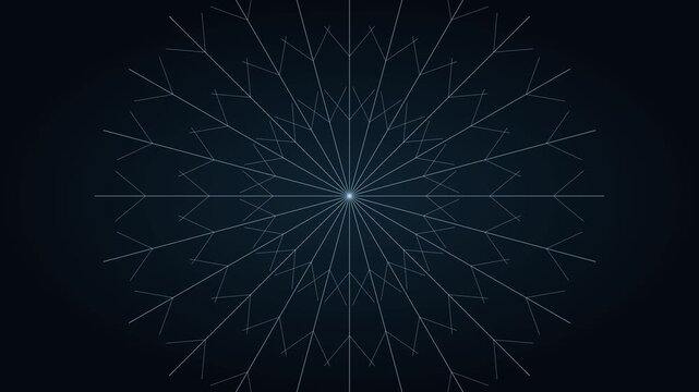 Minimalist frost snowflake animation with geometric lines and winter holiday motion 4k background