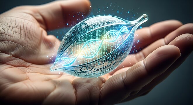 Hand Holding Futuristic Digital Globe Network.