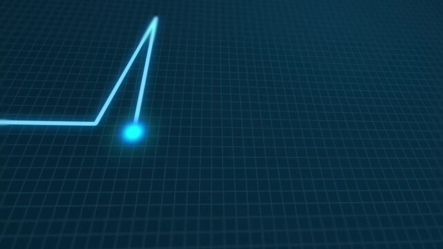 4k Blue Cardiogram cardiograph oscilloscope screen with grid background