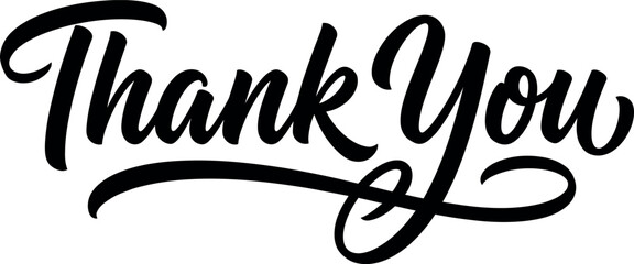 Elegant black calligraphy thank you lettering design featuring artistic typography isolated on a clean white background for creative projects © MohammadNazrul