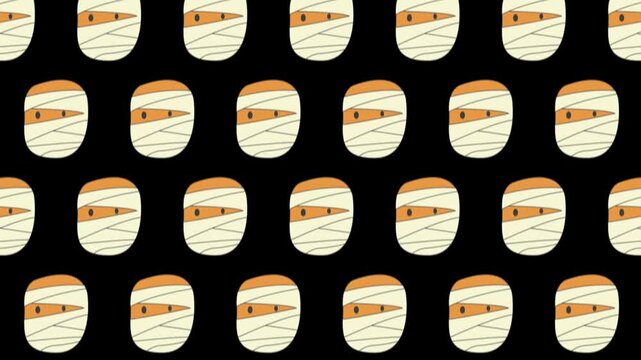 Halloween Mummy Pattern Background Looping Animation