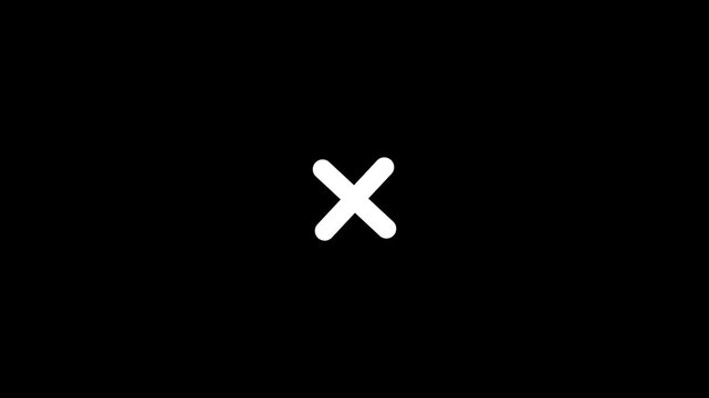 Animated A red 'x' mark on a white background. Refus, cancel, rejection, wrong choice sign. Symbol on a white background, chroma key. Motion graphics of cross concept.