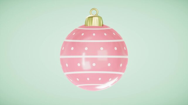 Pink Christmas ornament with polka dots. 3d rendering