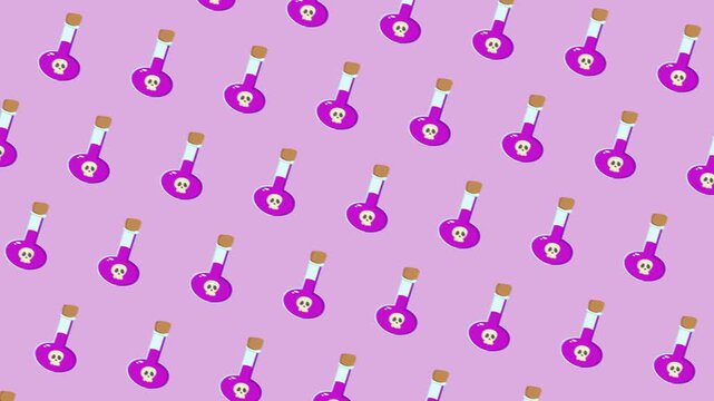 Animated Poison Potion Bottle Pattern on Pink Background