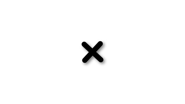Animated A red 'x' mark on a white background. Refus, cancel, rejection, wrong choice sign. Symbol on a white background, chroma key. Motion graphics of cross concept.