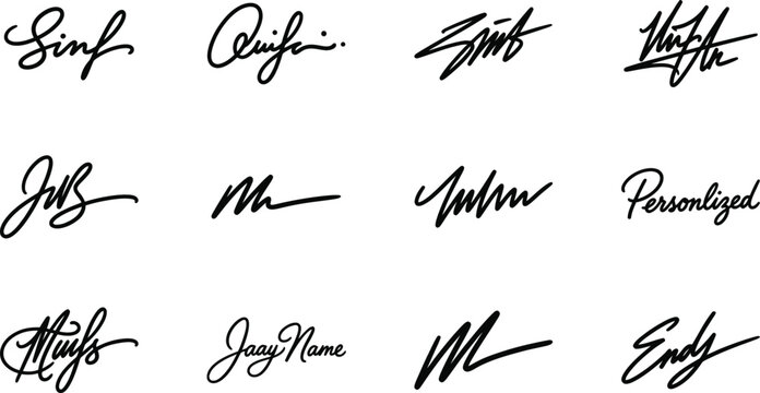Collection of handwritten signature examples.