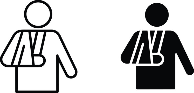 Person with Broken Arm and Sling Icon in Outline and Solid Styles illustration untitled