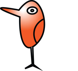 Colorful illustration of a unique orange bird perched gracefully on a branch, featuring vibrant plumage, exotic tropical beauty, and artistic wildlife design isolated for decorative and creative purpo