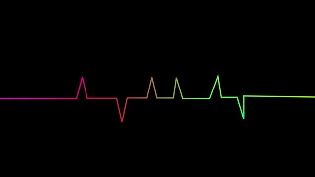Gradient ekg heartbeat line pulse animation on black background heart monitor