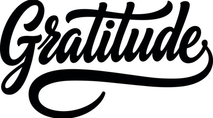 Elegant black ink brush script typography featuring the word gratitude isolated on a clean white background for creative design © MohammadNazrul