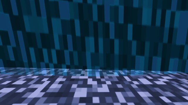 Digital grid floor models stretch purple pixel fields toward a distant horizon. Retro synthwave video loops gain an authentic technology landscape texture. Matrix planes track.