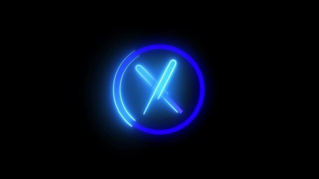 X symbol markers illuminate secure cancel command alerts within blue neon circles. Clean interface layout menus handle system blocks beautifully. Dismiss nodes glow.