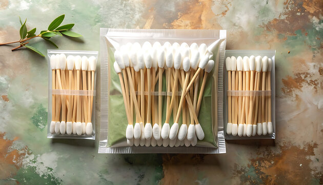 Cotton Swabs in Plastic Packaging.