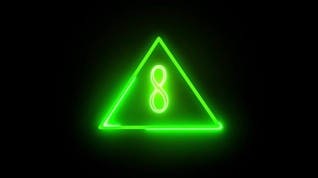 Number five numerals identify technical indexing stages inside a green triangle. Automated database sorting tools look completely clean using this tracker. Digits glow.