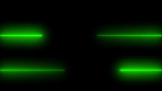 Abstract background paths trace four glowing green neon lines across the screen. Modern corporate introduction videos gain an intense color backdrop asset. Rays loop.