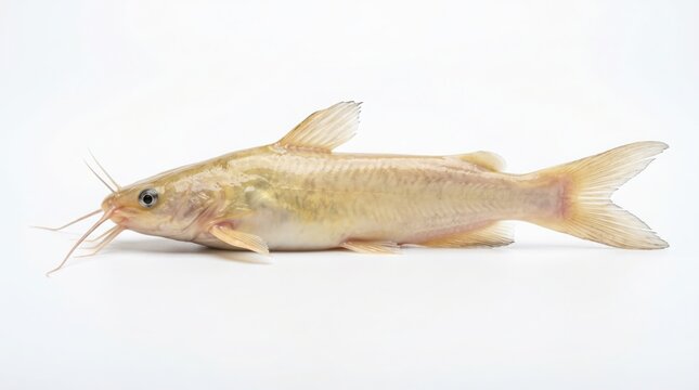 A small yellow catfish isolated on white background