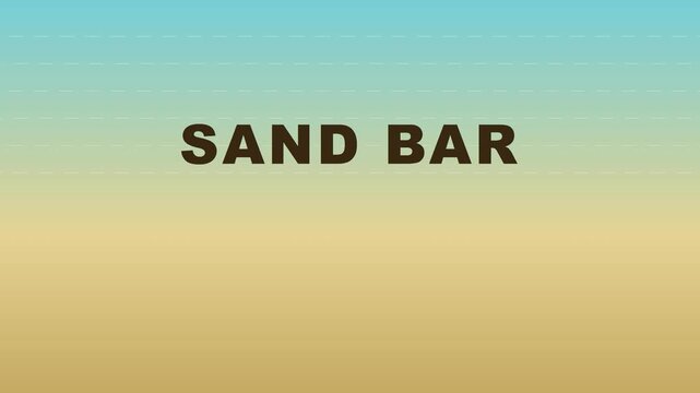 Sand bar text overlay on gradient animation 4k background, for tropical travel, and beach vacation promotion