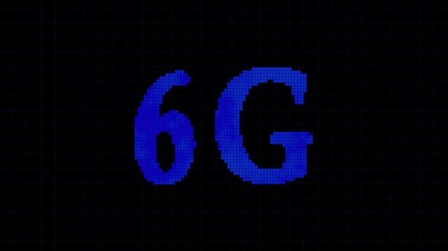 6G technology animations map out futuristic network data paths using blue dots. Mobile telecommunication software modules look highly authentic here. Grids stream.