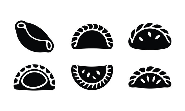 Empanada vector icon set isolated on white background.