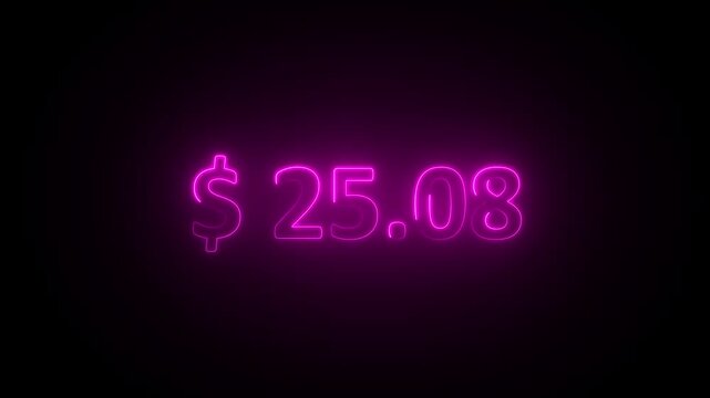 Fifty dollar counting animation from zero to fifty on a transparent background, 0 to 50 dollar money counter animation with alpha channel in 4k.
